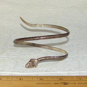 Vintage 1970's Snake Upper Arm Cuff or BRACELET, Silver Tone, Adjustable  F11